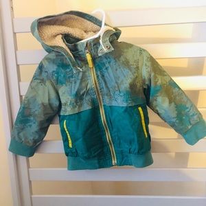 Oshkosh green and camo coat.